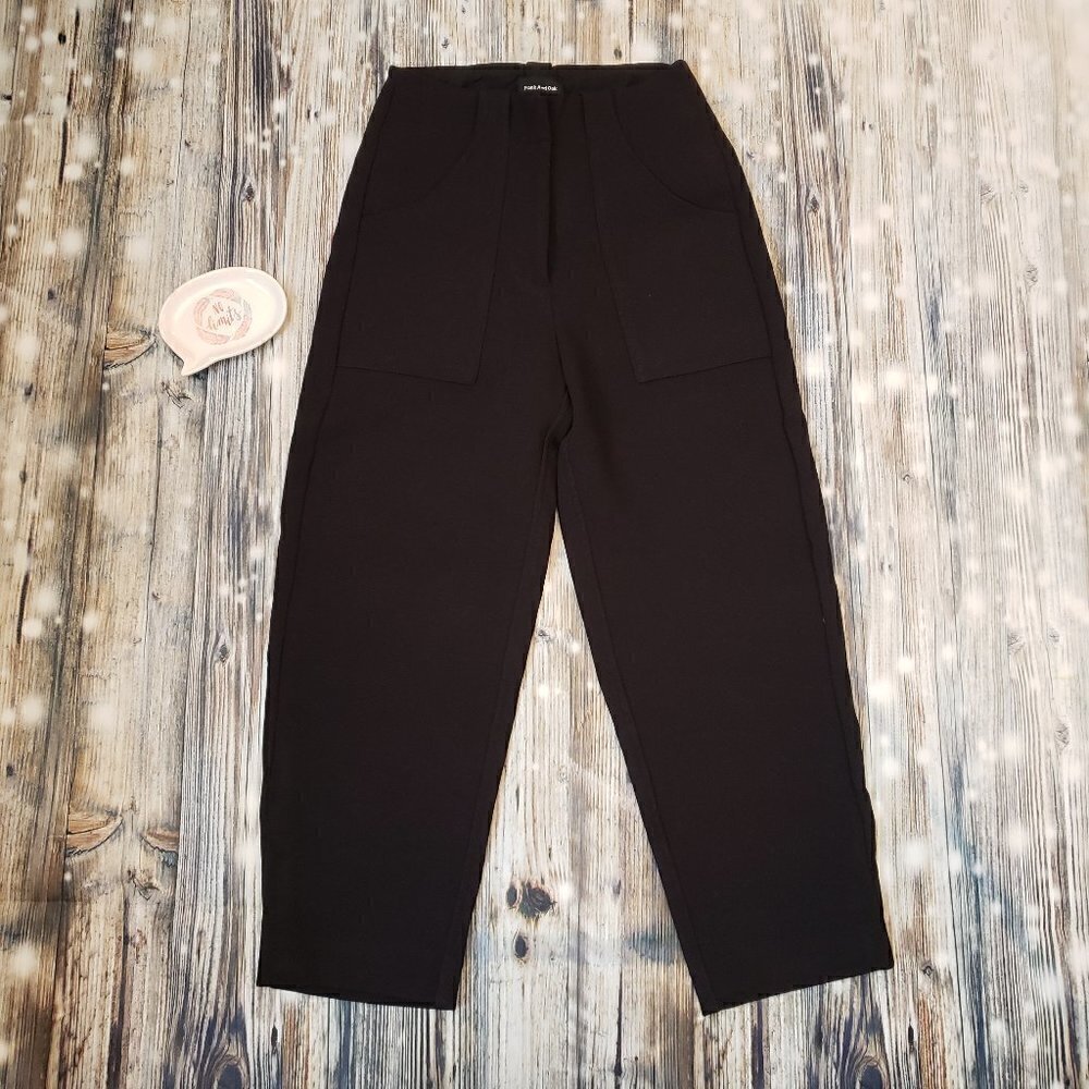 Frank And Oak Alice Straight Cropped Pants High Waist Sz 0 Black